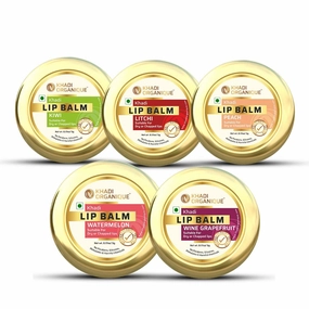 VIVA Natural Lip Balm | Set of Kiwi, Litchi, Peach, Watermelon & Wine Grapefruit Lip Balm for Dry & Chapped Lips | Hydrating, Moisturizing Balm for Glossy and Petal Soft Lips - Pack of 5-5x5gm