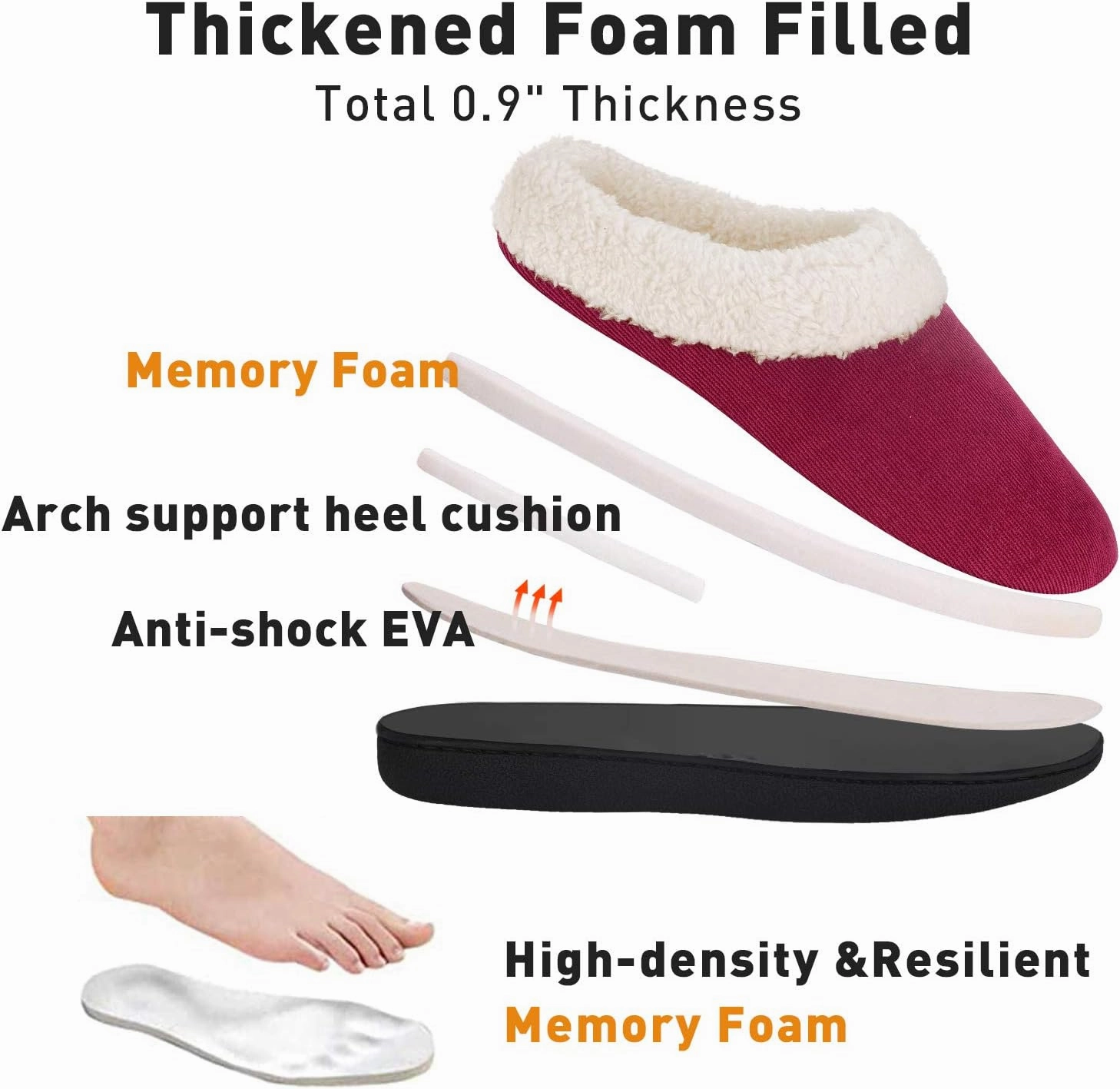 VONMAY Fuzzy House Slippers for Women Memory Foam Slippers with Fleece Collar Indoor Outdoor