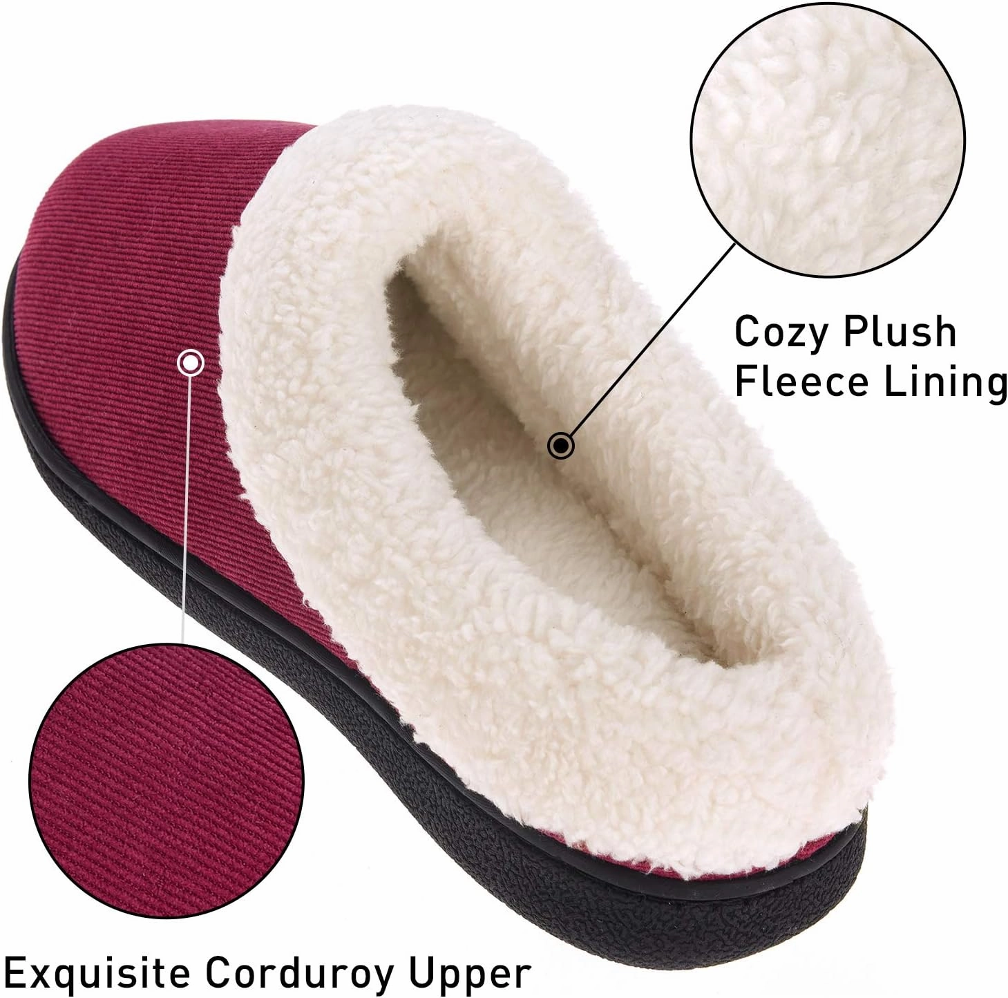 VONMAY Fuzzy House Slippers for Women Memory Foam Slippers with Fleece Collar Indoor Outdoor