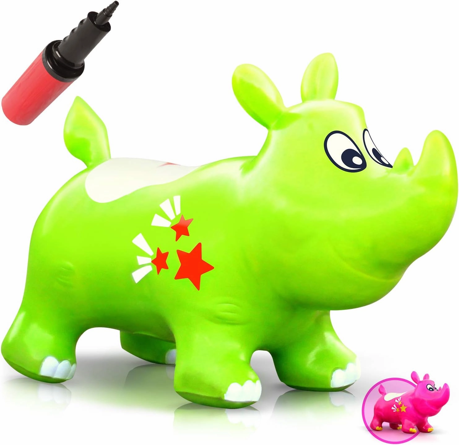 WALIKI Bouncy Horse Kent The Rhino Inflatable Horse Hopper (for Toddlers 2-5, Jumping Horse, Ride-on Bouncy Animal)