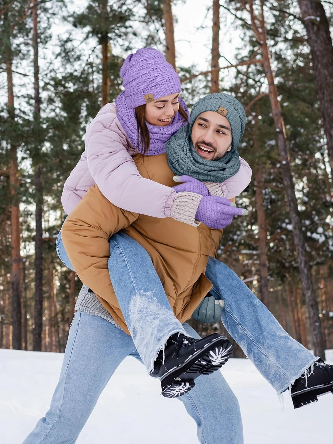 Warm Fleece Knit Winter Hat, Scarf & Touch Screen Gloves Set - Unisex Adult Winter Gifts