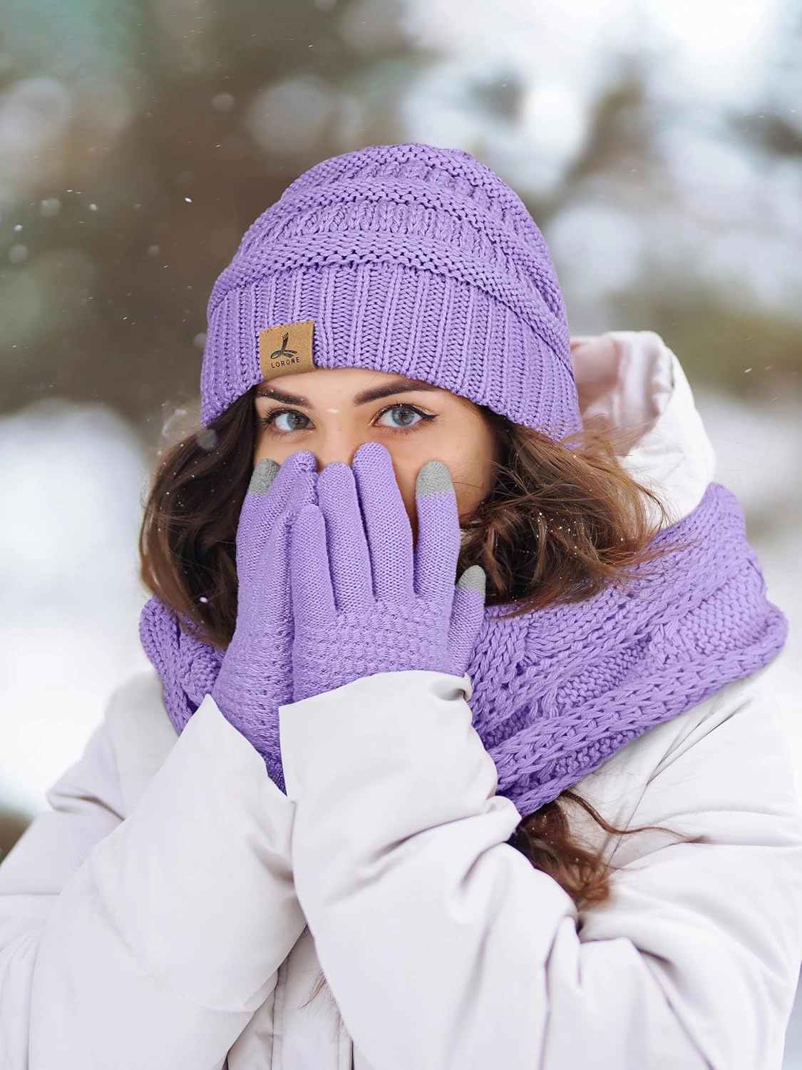 Warm Fleece Knit Winter Hat, Scarf & Touch Screen Gloves Set - Unisex Adult Winter Gifts