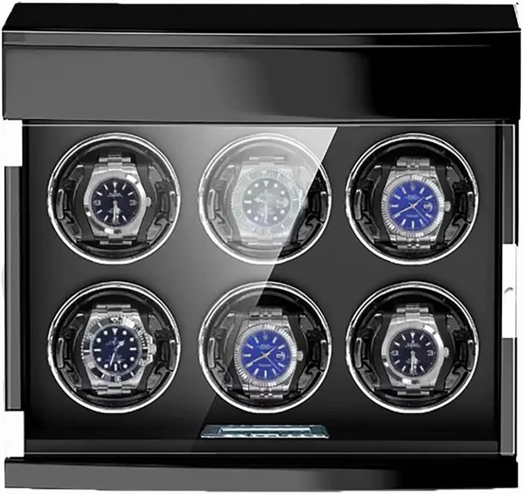 Watch Winder Automatic Watches with Quiet Motor Storage Case LCD Screen LED Lighting Luxury Mechanical Watches Display Box (6 0)