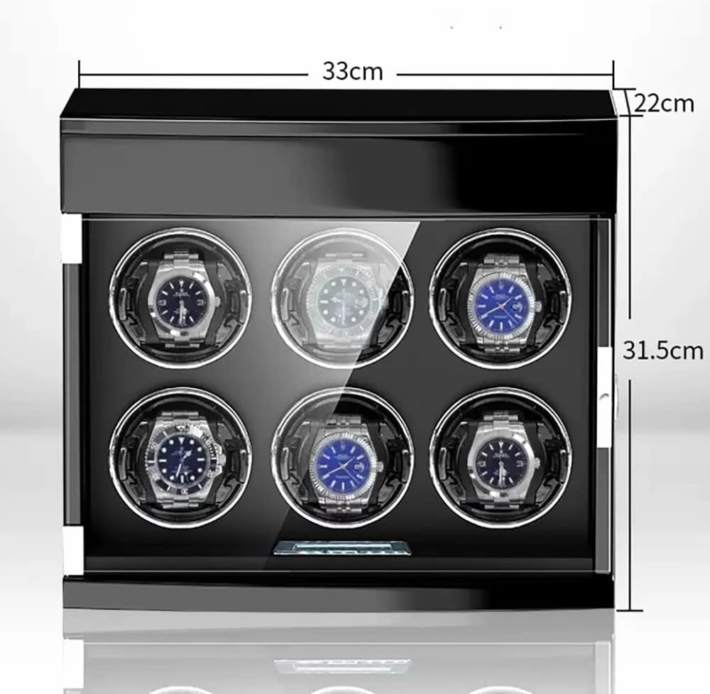 Watch Winder Automatic Watches with Quiet Motor Storage Case LCD Screen LED Lighting Luxury Mechanical Watches Display Box (6 0)