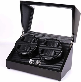 Watch Winder Box for 2 Automatic Watches, Quiet Motor, 4 Rotation Modes, Display Case with Storage