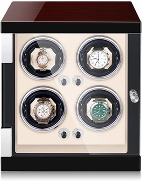 Watch Winder for Single Watch, Smooth Touch LED Watch Holder for Men Women Watch, Glass Door with Access Switch (Ebony 2 epitoper)