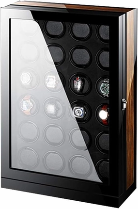 Watch Winder Touch Display Japan Silent Motor Wood Piano Finish Automatic Box Winding Spaces with LED Elegant Showcase Accessories