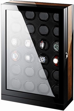 Watch Winder Touch Display Japan Silent Motor Wood Piano Finish Automatic Box Winding Spaces with LED Elegant Showcase Watch Winder Storage Display Box (A 9 0)