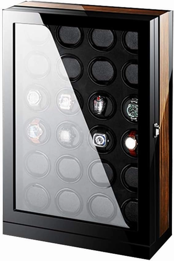 Watch Winder Touch Display Japan Silent Motor Wood Piano Finish Automatic Box Winding Spaces with LED Elegant Showcase Watch Winder Storage Display Box (A 9 0)