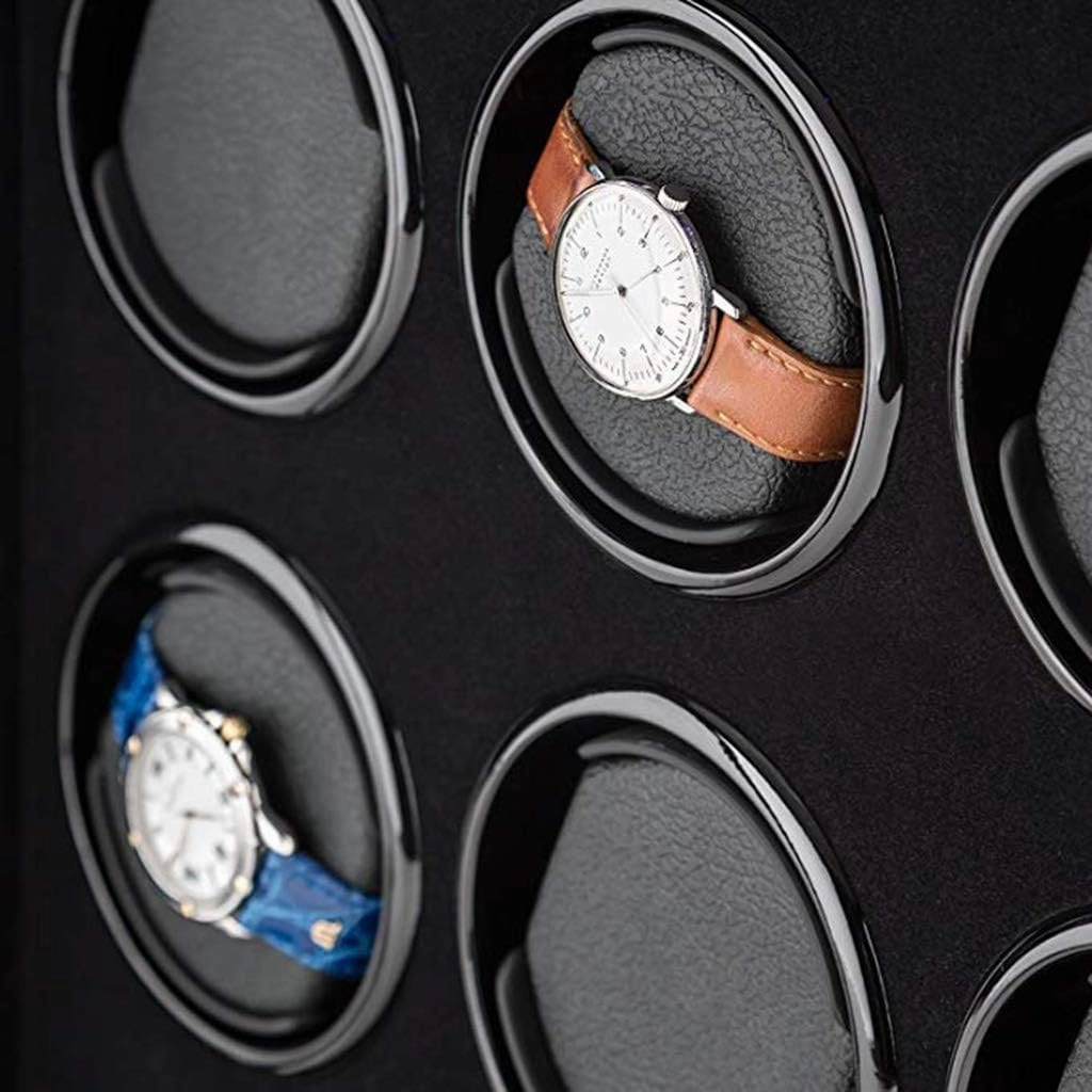 Watch Winder Touch Display Japan Silent Motor Wooden Piano Finish Automatic Box Winder Spaces with LED Elegant Showcase Watch Winder Display Watch Box Storage
