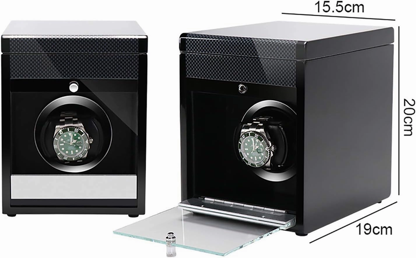 Watch Winders - Wooden Watch Storage Case Smart Watches Winder with Led Light Mechanical Watch Automatic Shaker Watch Winding (Carbon Fiber Paint 1)
