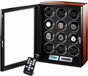 Watch Winders Automatic LCD Touch Screen Display,with Remote Control Built-in LED Illumination,12 Winding Spaces Powered by Extremely Quiet Motor Good