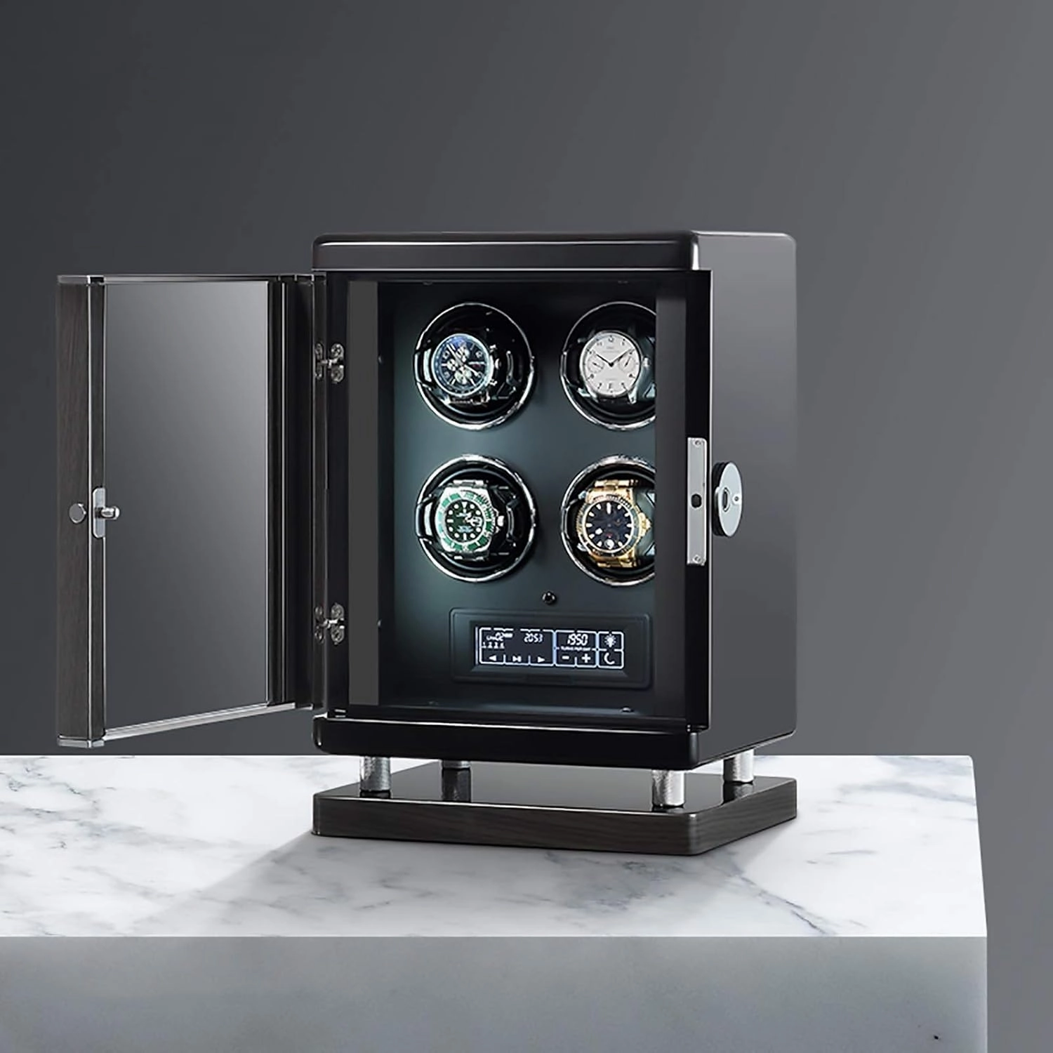 Watch Winders Luxury Smart Watch Winder Automatic Mechanical Watch Motor Shaker Storage Box with Fingerprint Unlock (A 6 Slots) (A 9 slots)