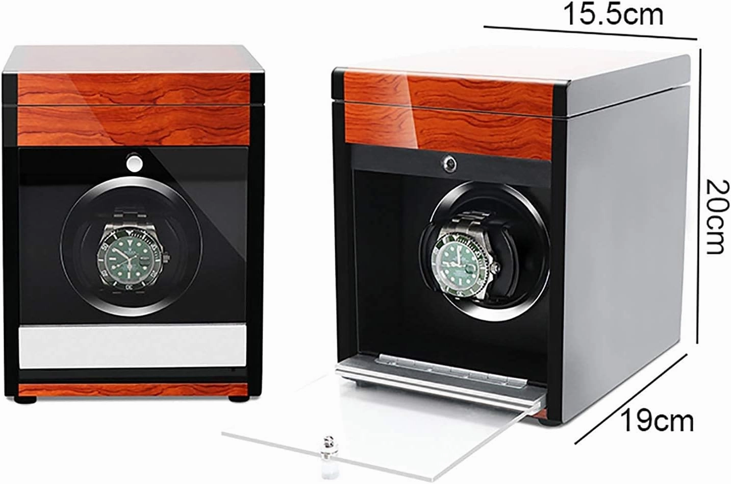 Watch Winders Wooden Watch Storage Case Smart Watches Winder with LED Light Mechanical Watch Automatic Shaker Watch Win (Red Wood Grain Paint 1)