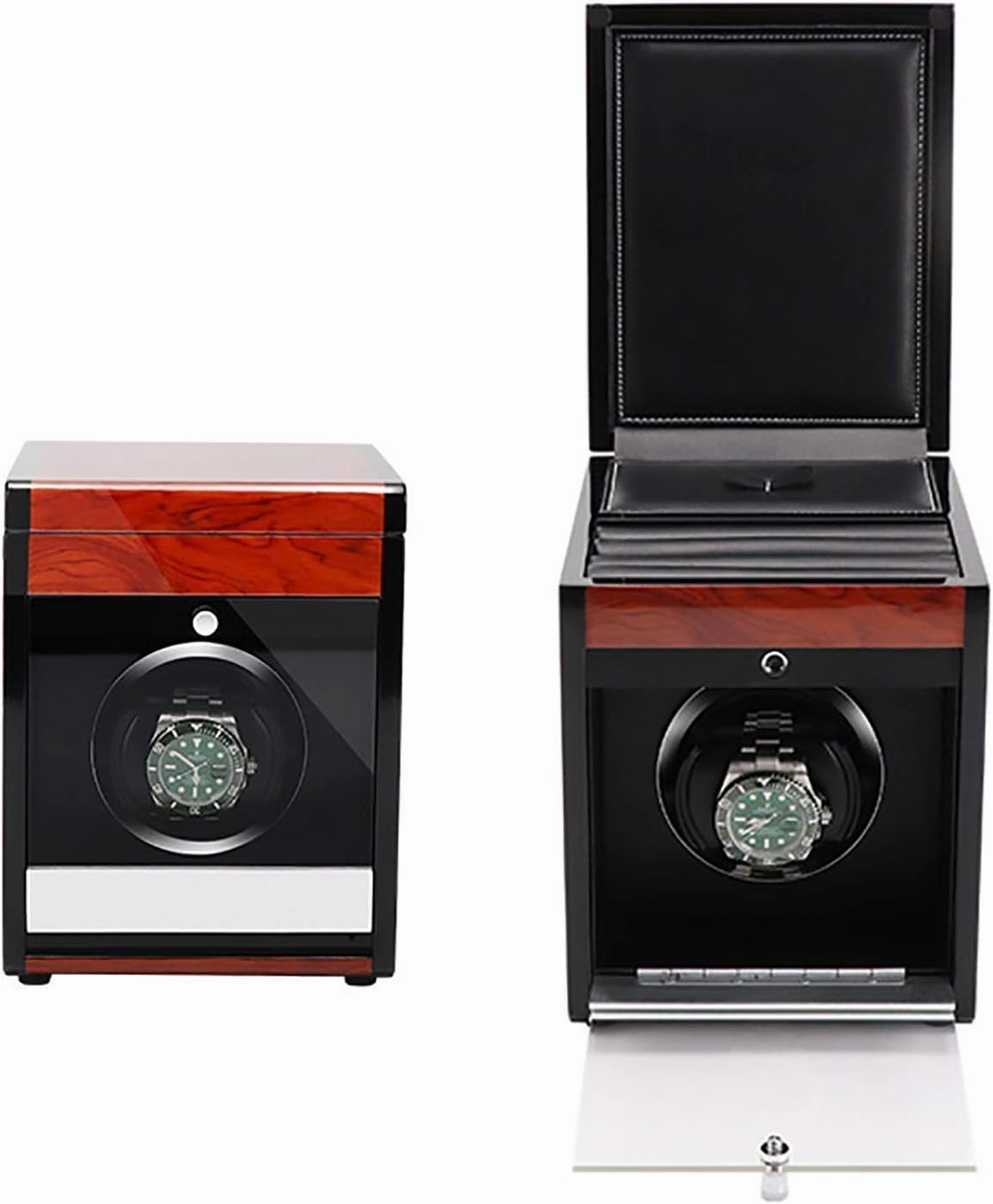 Watch Winders Wooden Watch Storage Case Smart Watches Winder with LED Light Mechanical Watch Automatic Shaker Watch Win (Red Wood Grain Paint 1)