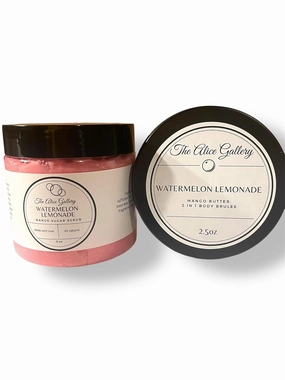 Watermelon Lemonade Set, Mango Butter Sugar Scrub 6 oz and Body Butter Brulee 2.5 oz, All Natural