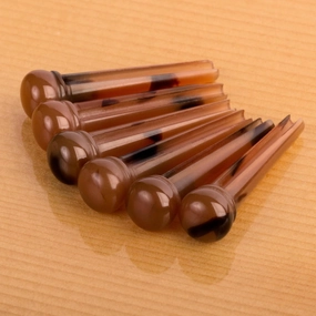 Waverly Dark Tortoise Guitar Bridge Pins, Slotted, Set of 6