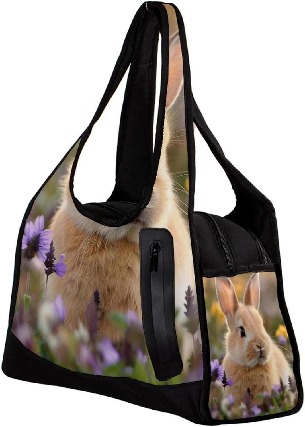 Weekender Travel Bag,Small Gym Bag,Bunny Rabbit Flowers Daisy,Gym Duffle Bag