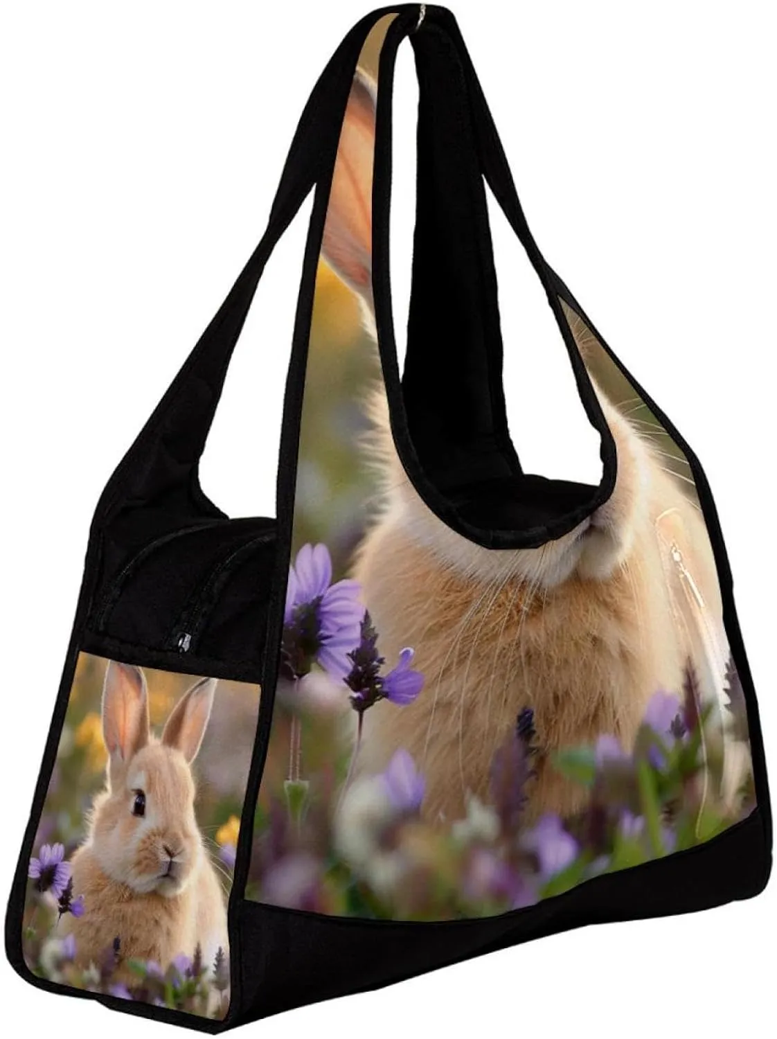 Weekender Travel Bag,Small Gym Bag,Bunny Rabbit Flowers Daisy,Gym Duffle Bag