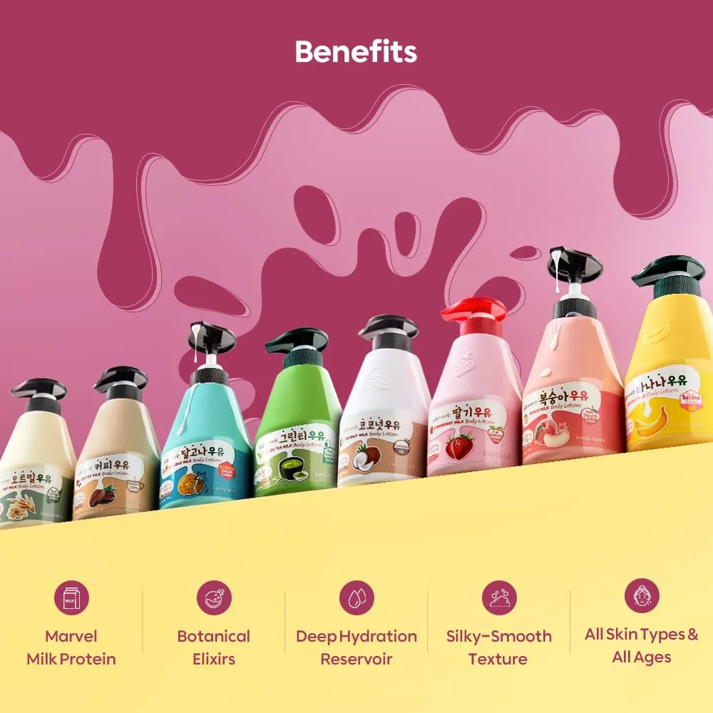 WELCOS Kwailnara Strawberry Milk Body Lotion & Body Wash Set – Moisturizing & Revitalizing Korean Skincare Set with Strawberry Extract, 560g / 19.75oz Each