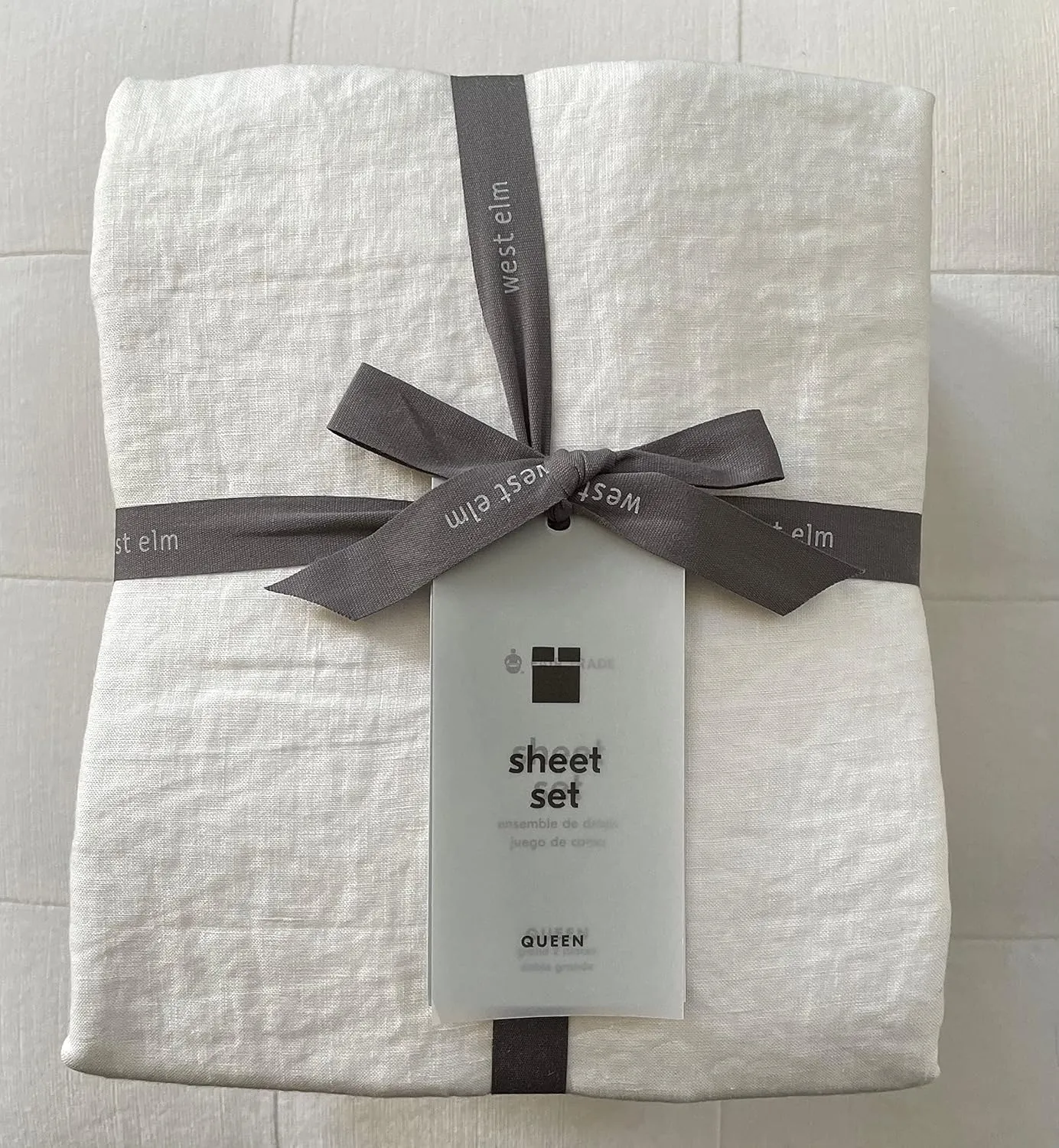 West Elm Belgian Linen Sheet Set~Queen~*~White~*~