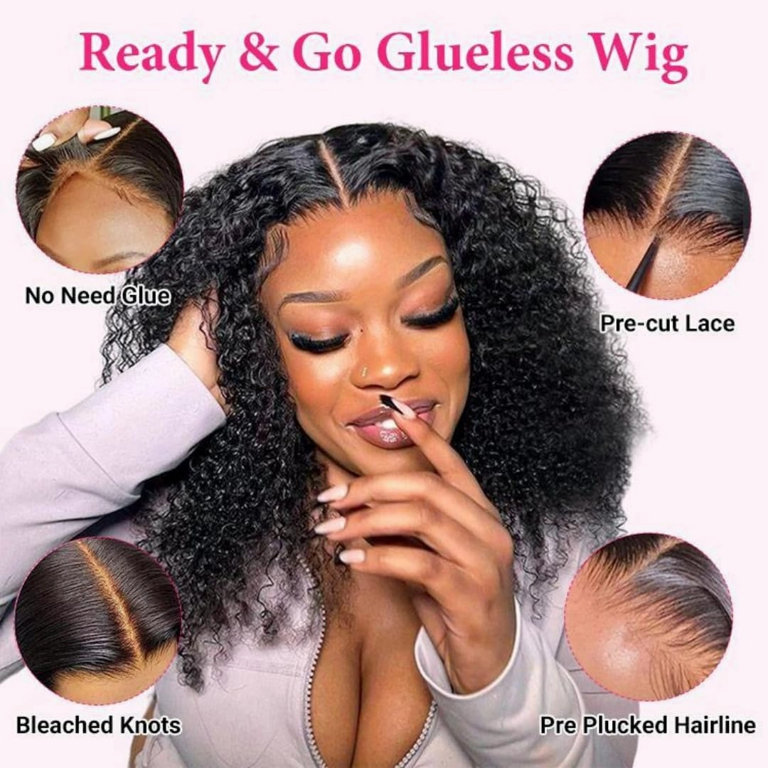 West Kiss Kinky Curly 4x7 Closure Wig, Human Hair, 24 Inch, Ready To Wear, Glueless, Pre Plucked, Pre Cut Lace, 180 Density, WIG, Wigs