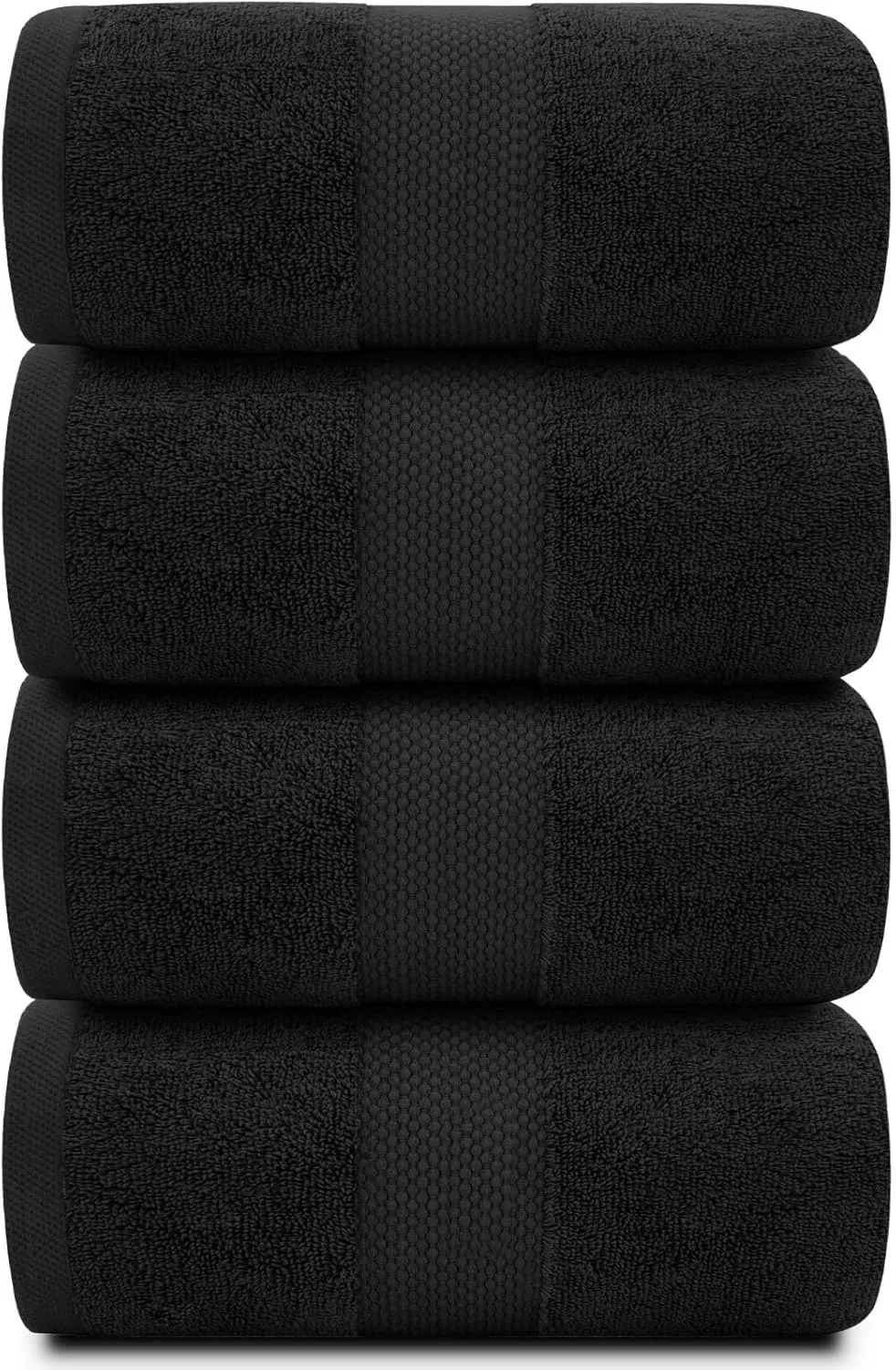White Classic Luxury Bath Towels Set of 4 Large - 700 GSM Cotton Ultra Soft Bath Towels 27x54 | Highly Absorbent and Quick Dry | Hotel Towels for Bathroom Luxury, Plush Shower Towels, Black