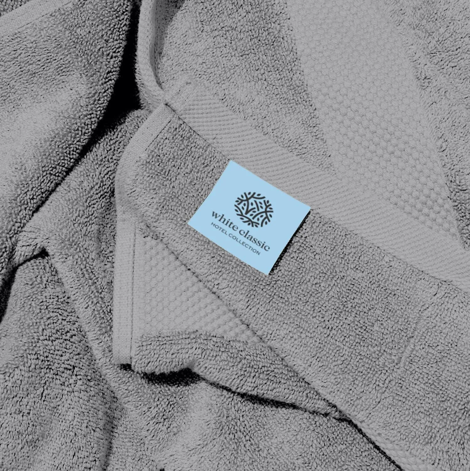 White Classic Luxury Bath Towels Set of 4 Large - 700 GSM Cotton Ultra Soft Bath Towels 27x54 | Highly Absorbent and Quick Dry | Hotel Towels for Bathroom Luxury, Plush Shower Towels, Light Grey