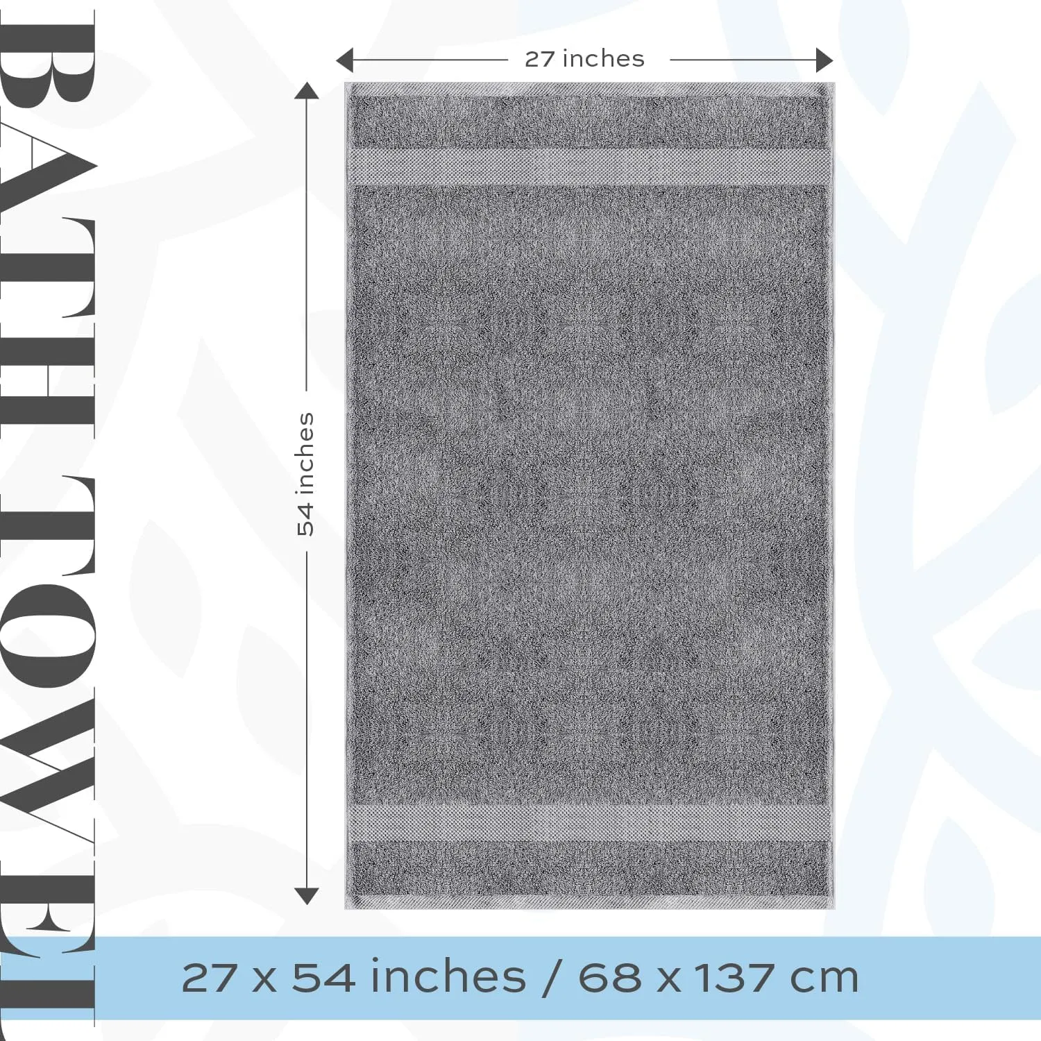 White Classic Luxury Bath Towels Set of 4 Large - 700 GSM Cotton Ultra Soft Bath Towels 27x54 | Highly Absorbent and Quick Dry | Hotel Towels for Bathroom Luxury, Plush Shower Towels, Light Grey