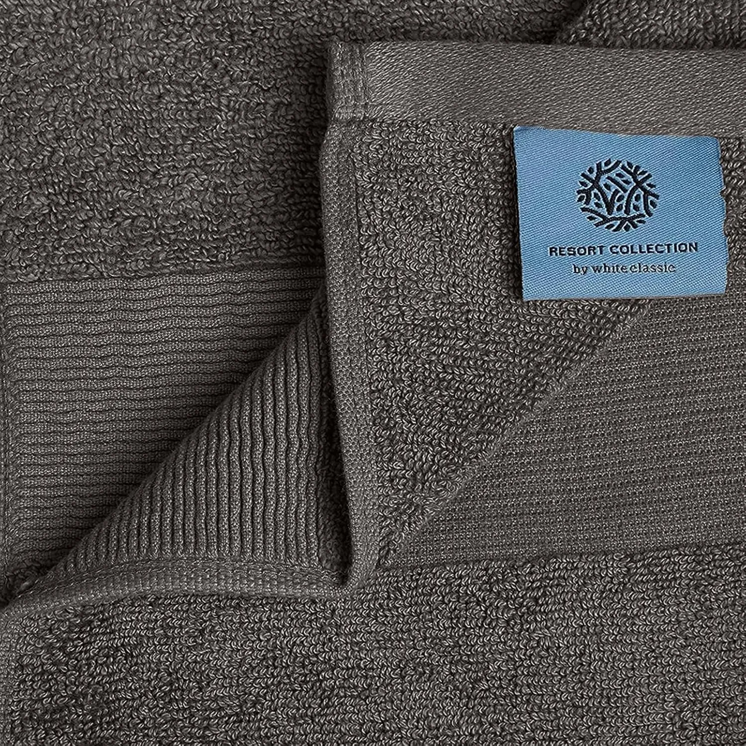 White Classic Resort Collection Soft Washcloth Face & Body Towel Set | 12x12 Luxury Hotel Plush & Absorbent Cotton Washclothes [12 Pack, Charcoal]