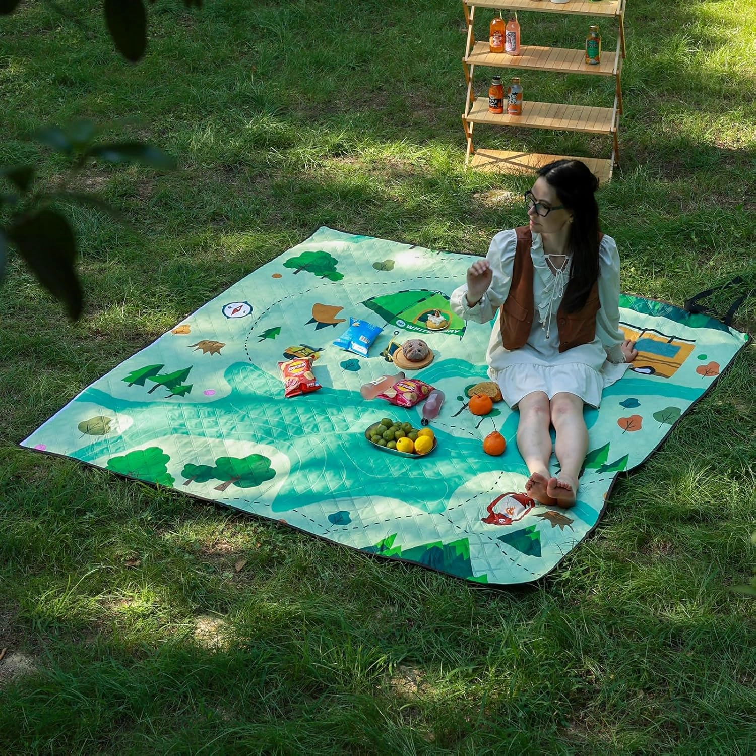 Whitsunday Picnic Blankets,Outdoor Beach Blanket, Picnic Blankets Waterproof Foldable for Spring Summer Camping, Beach, Park, Hiking (Circle, 80 * 80)