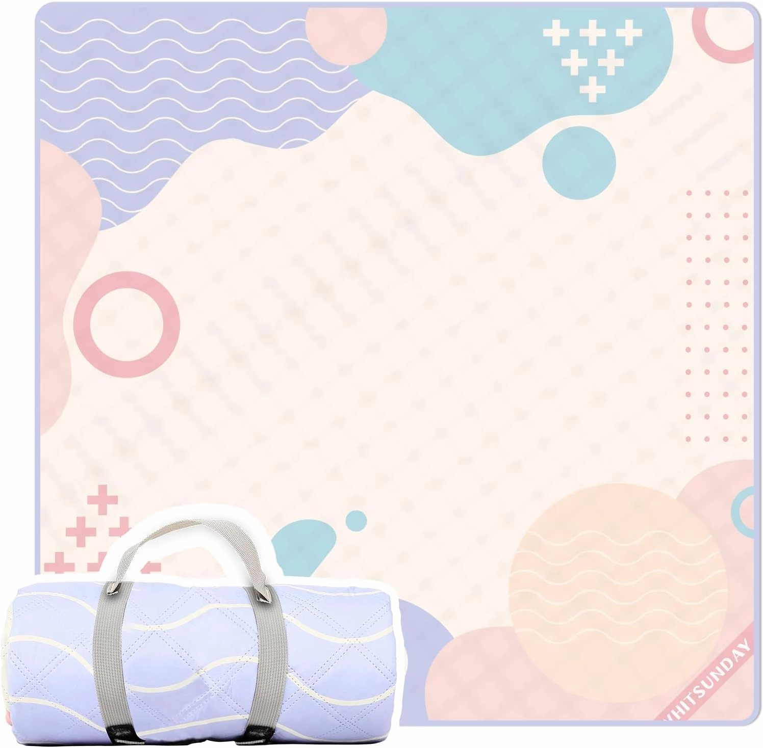 Whitsunday Picnic Blankets,Outdoor Beach Blanket, Picnic Blankets Waterproof Foldable for Spring Summer Camping, Beach, Park, Hiking (Circle, 80 * 80)