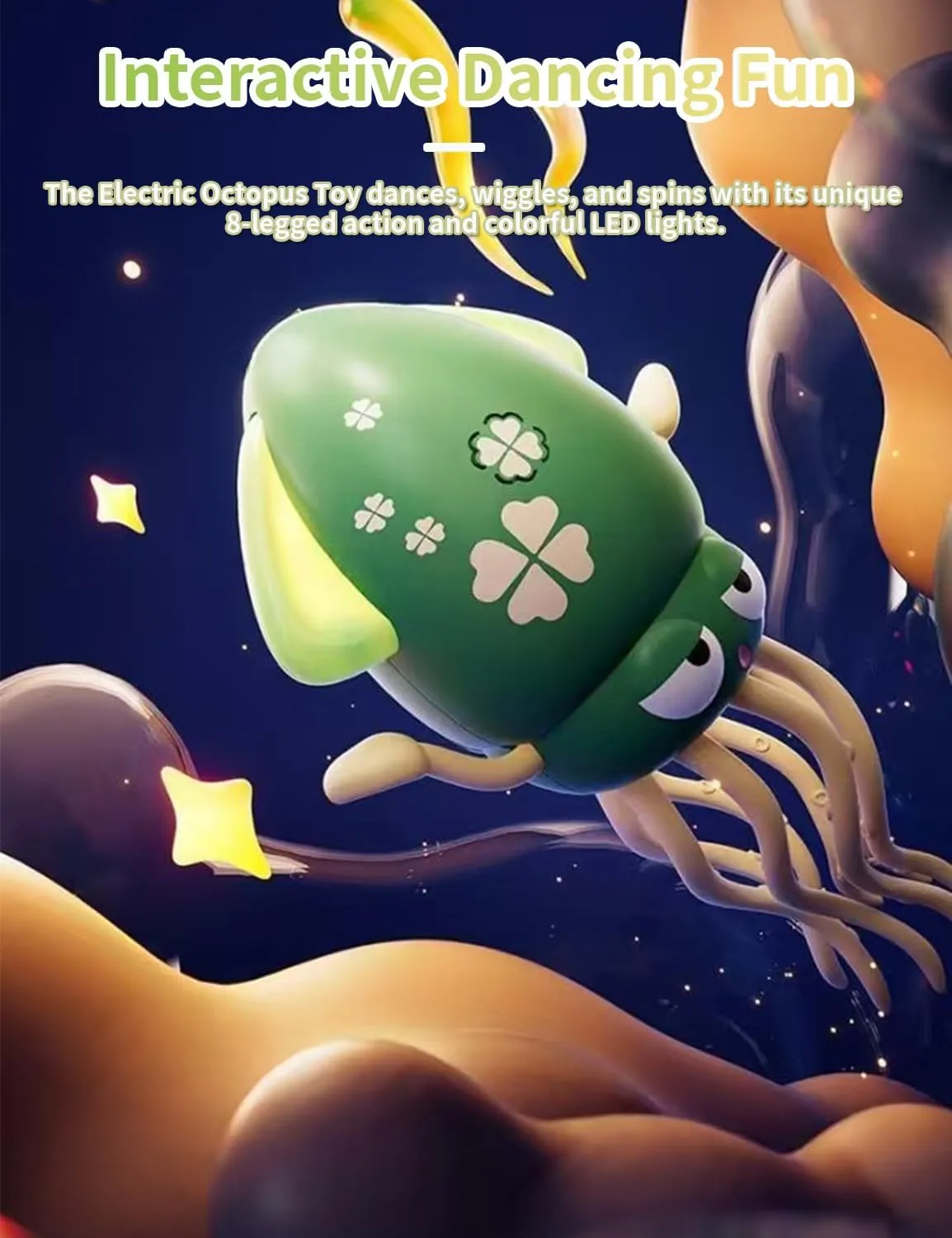 Wiggly Wonder Octopus - Auto-Sensing Dancing & Sliding Companion, Dancing Octopus with LED Lights, Auto Avoidance, 2 Play Modes, Smart Tentacle Explorer for Boys and Girls