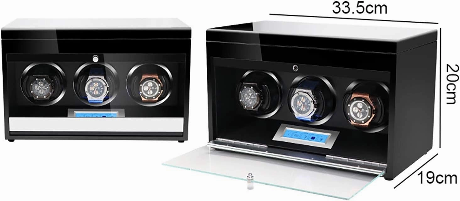 Winding Box Watch Winders - Wooden Watch Storage Case Smart Watches Winder with LED Light Mechanical Watch Automatic Shaker with Access Control Watch Winding Boxted