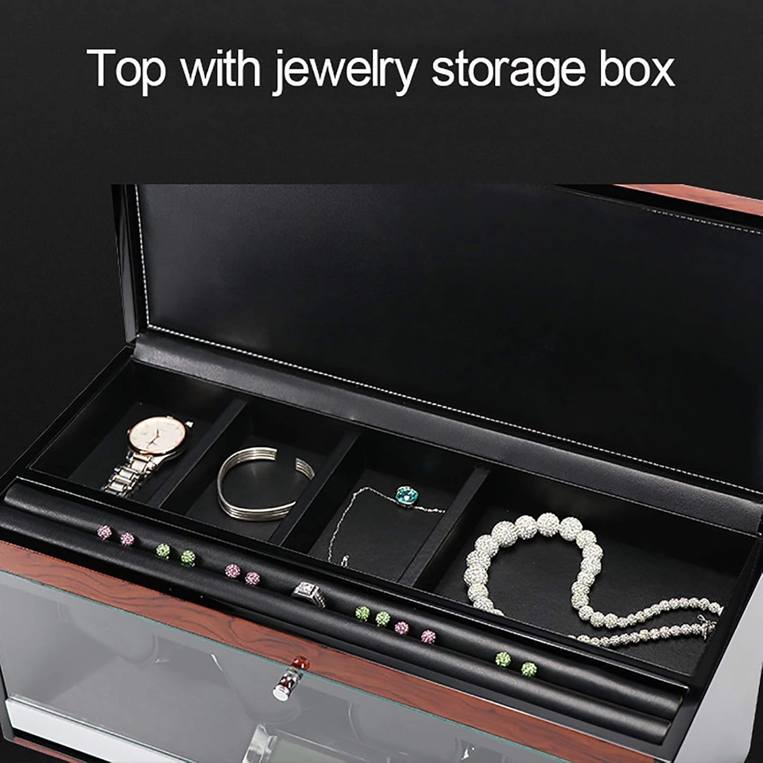 Winding Box Watch Winders - Wooden Watch Storage Case Smart Watches Winder with LED Light Mechanical Watch Automatic Shaker with Access Control Watch Winding Boxted