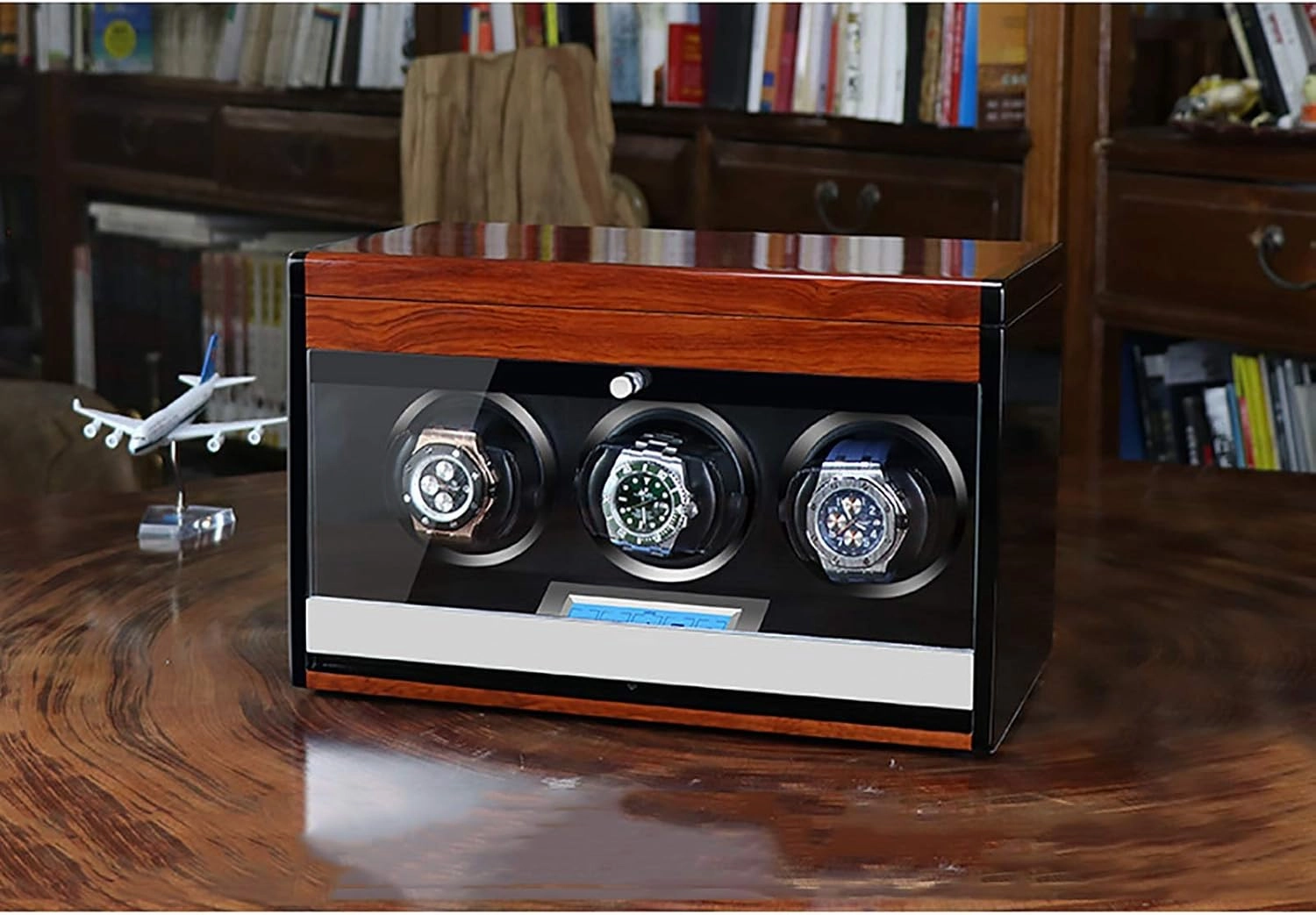 Winding Box Watch Winders - Wooden Watch Storage Case Smart Watches Winder with LED Light Mechanical Watch Automatic Shaker with Access Control Watch Winding Boxted