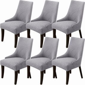 Wingback Side Chair Cover Stretch Dining Chair Covers Slipcovers Reusable Sloping Arm Chair Protector Cover Washable Upholstered Arm Dining Chair Cover for Dining Room Banquet Home Decor(A-light gray,