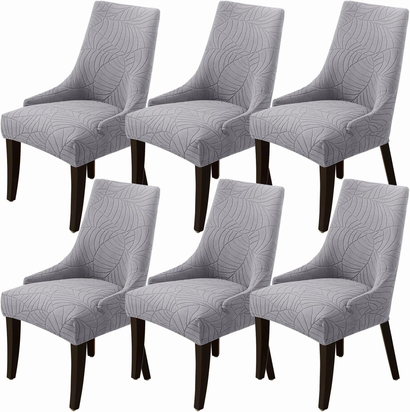 Wingback Side Chair Cover Stretch Dining Chair Covers Slipcovers Reusable Sloping Arm Chair Protector Cover Washable Upholstered Arm Dining Chair Cover for Dining Room Banquet Home Decor(A-light gray,