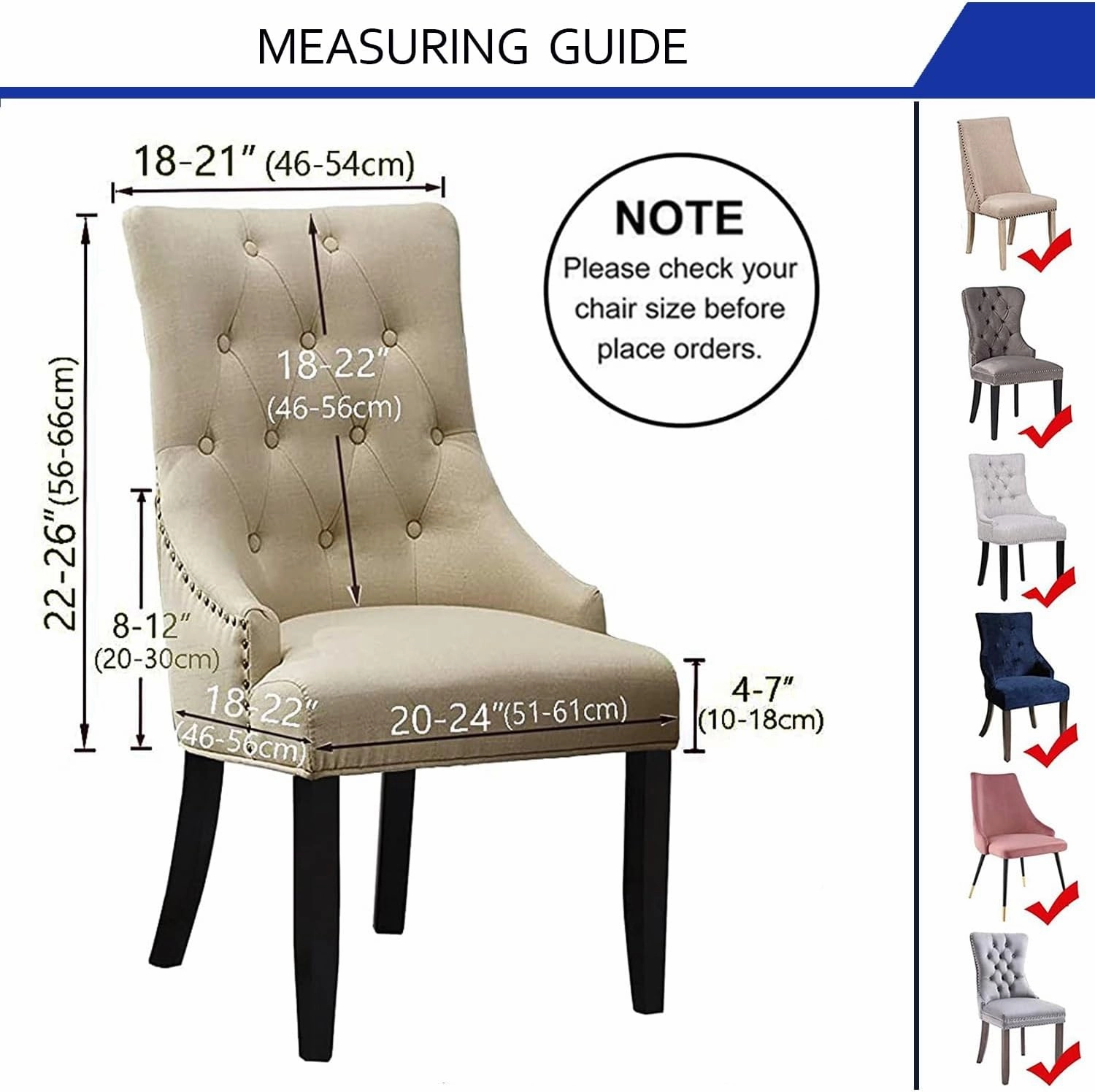 Wingback Side Chair Cover Stretch Dining Chair Covers Slipcovers Reusable Sloping Arm Chair Protector Cover Washable Upholstered Arm Dining Chair Cover for Dining Room Banquet Home Decor(A-light gray,