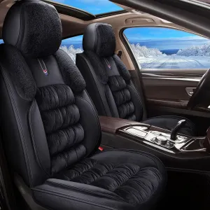 Winter Car Seat Covers Fit for Toyota Tundra 2008-2024 2025 Full Set Plush Warm Automotive Seat Covers Soft Fuzzy Seat Cushion Protector (5 Seat,Black)