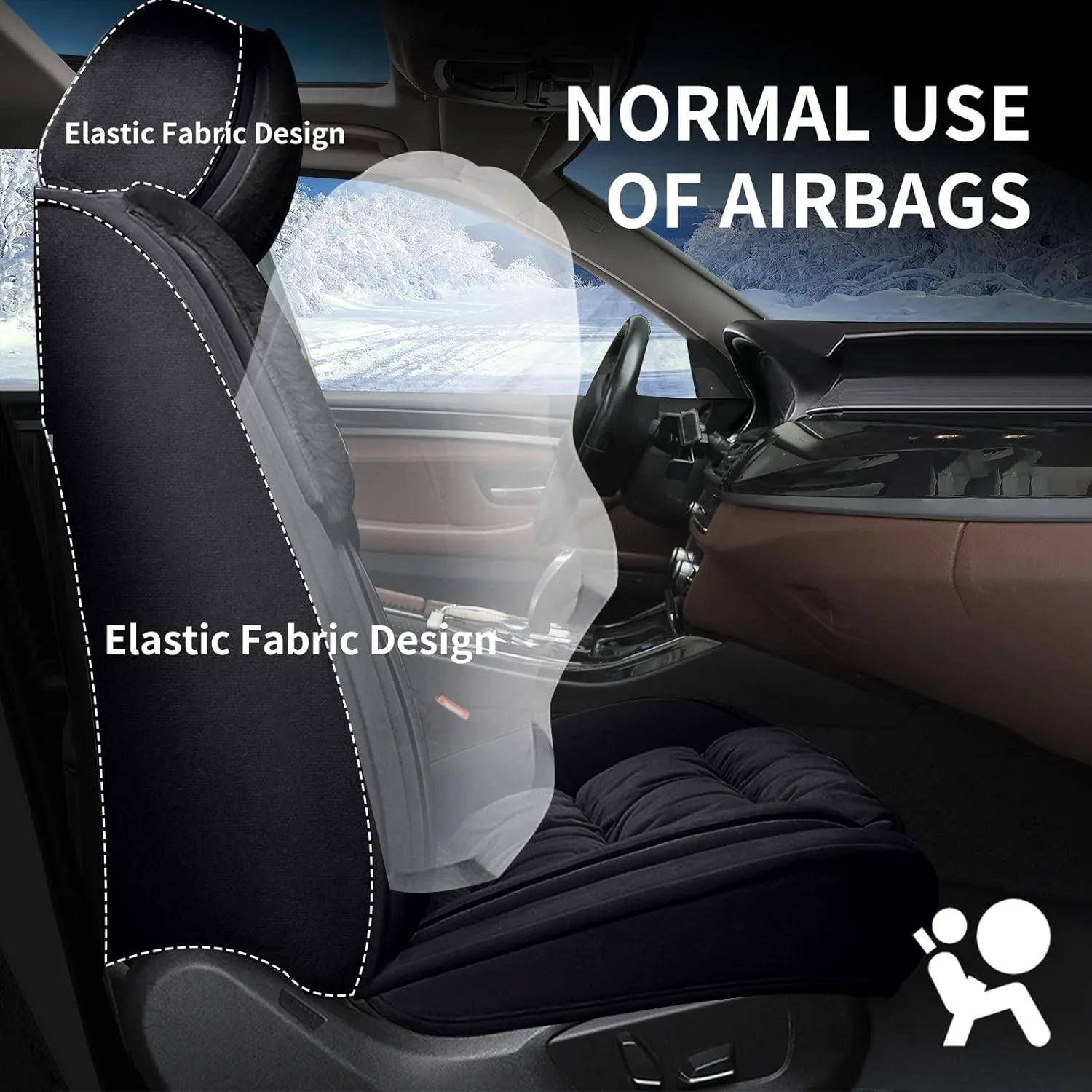 Winter Car Seat Covers Fit for Toyota Tundra 2008-2024 2025 Full Set Plush Warm Automotive Seat Covers Soft Fuzzy Seat Cushion Protector (5 Seat,Black)