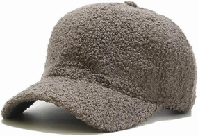 Winter Baseball Cap for Women Lamb Wool Solid Color Warm Baseball Cap for Outdoor Travel