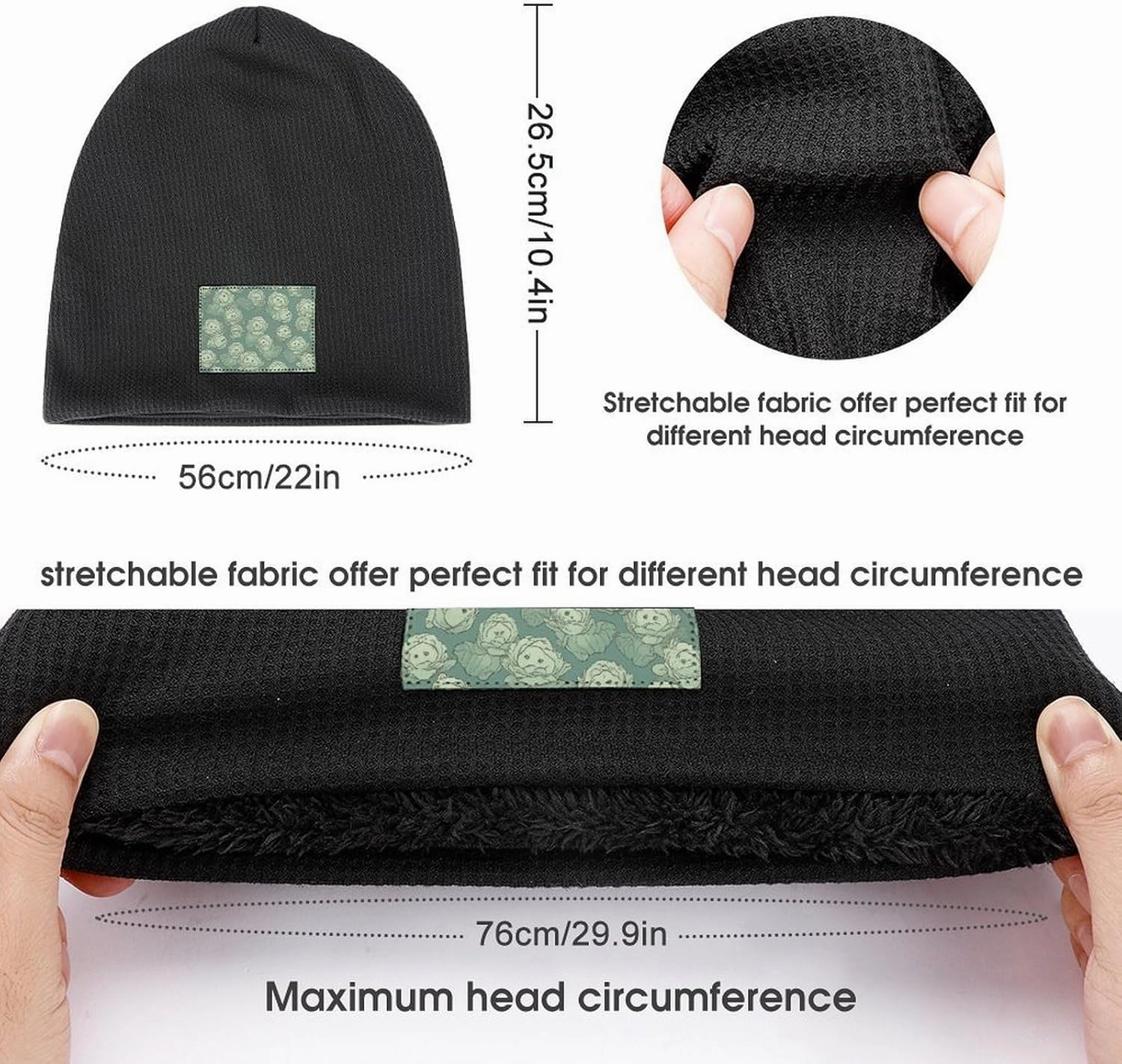 Winter Beanie Hat Cabbage Pattern Printed Knitted Hat Soft Plush Hat Thick Warm Caps Ski Hat for Men Women
