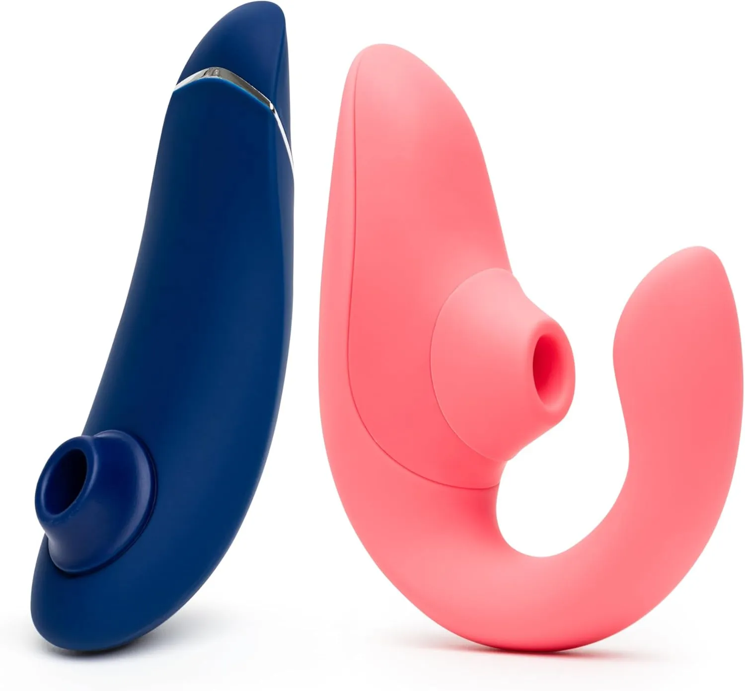 Womanizer Blend Rose Dual Stimulation Rabbit Vibrator & Premium 2 Blue Pleasure Air Clitoris Sucker - Female Sex Toys Bundle