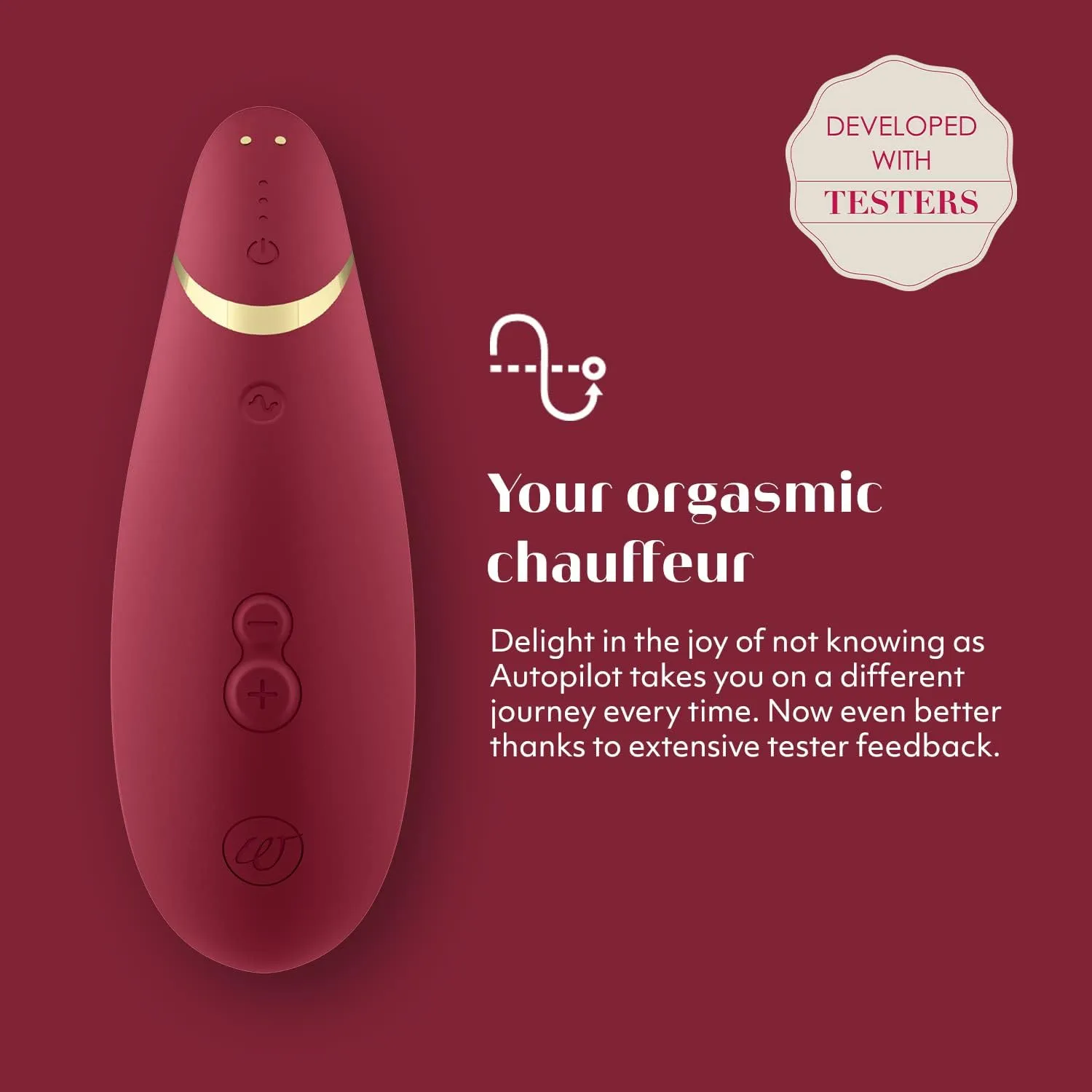 Womanizer Premium 2 Clitoris Vibrator for Women | Clit Sucker Adult Toys | Vibrating Adult Sex Toy | Clit Stimulator for Woman with 14 Suction Speeds | Waterproof Clitoral Stimulation Massager | Red