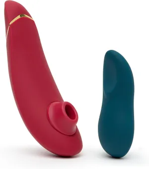 Womanizer Premium 2 Red Pleasure Air Clitoris Sucker & We-Vibe Touch X Green Powerful Mini Massager Vibrator - Female Sex Toys Bundle