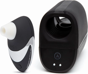 Womanizer W500 Clitoris Vibrator Suction Toy Black/Chrome & Arcwave Ion Pleasure Air Male Masturbator - Couples Sex Toys Bundle
