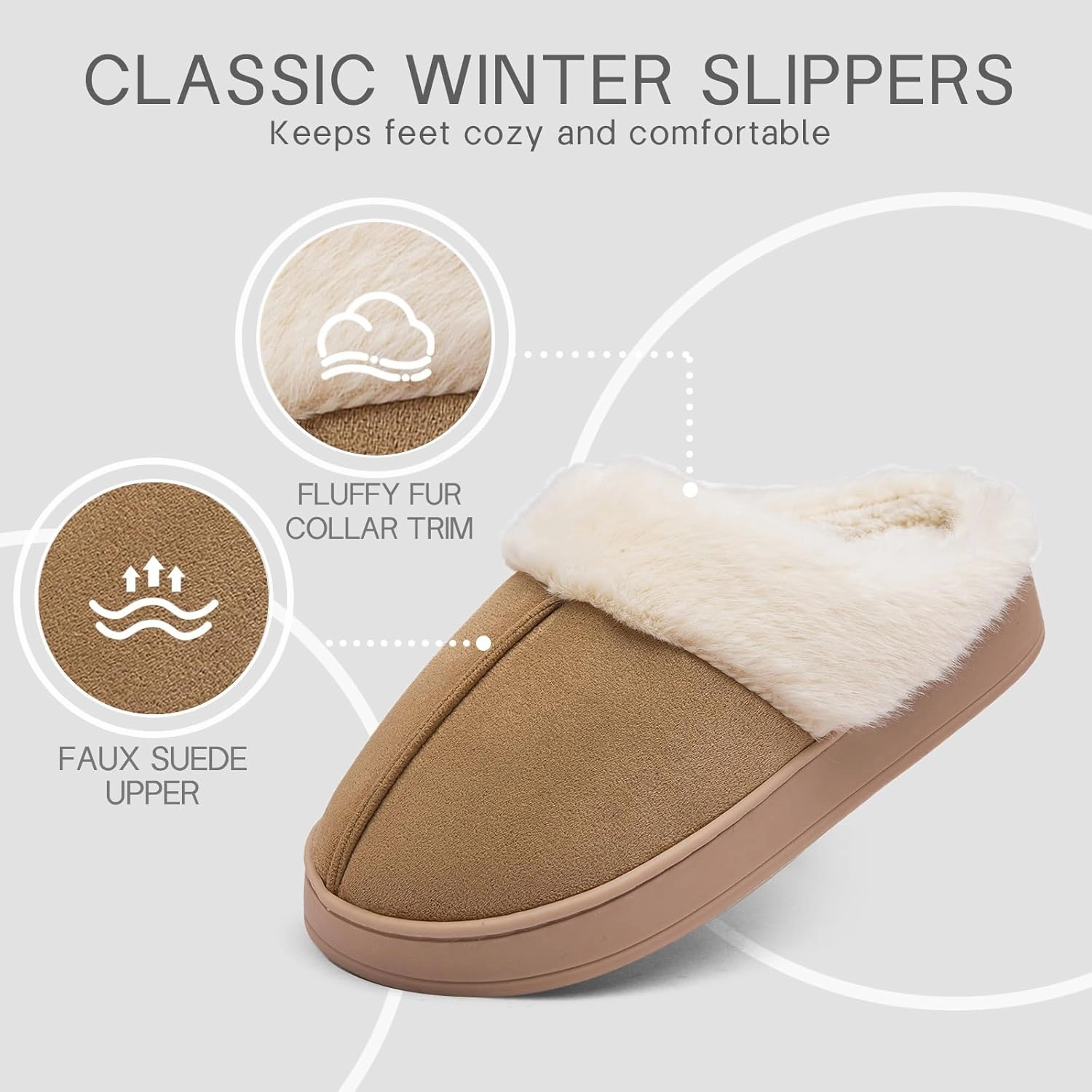 Women's Fuzzy House Slippers Memory Foam Slippers for Women Indoor and Outdoor Durable Anti-Skid Rubber Sole ladies Winter Comfy Faux Fur Bedroom Shoes