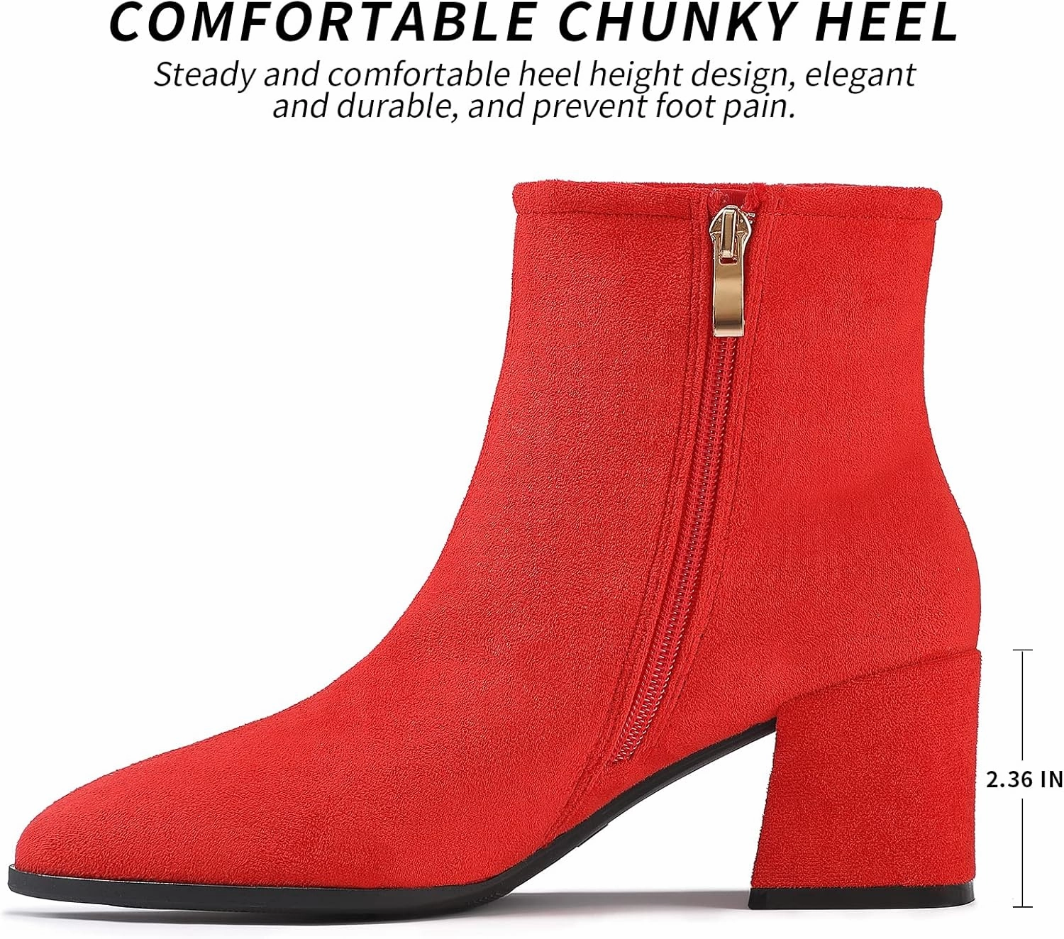 Women's GO GO Boots Suede Low Heel Ankle Booties Chunky Block Heel Boots Sexy Round Toe Heeled Short Boots