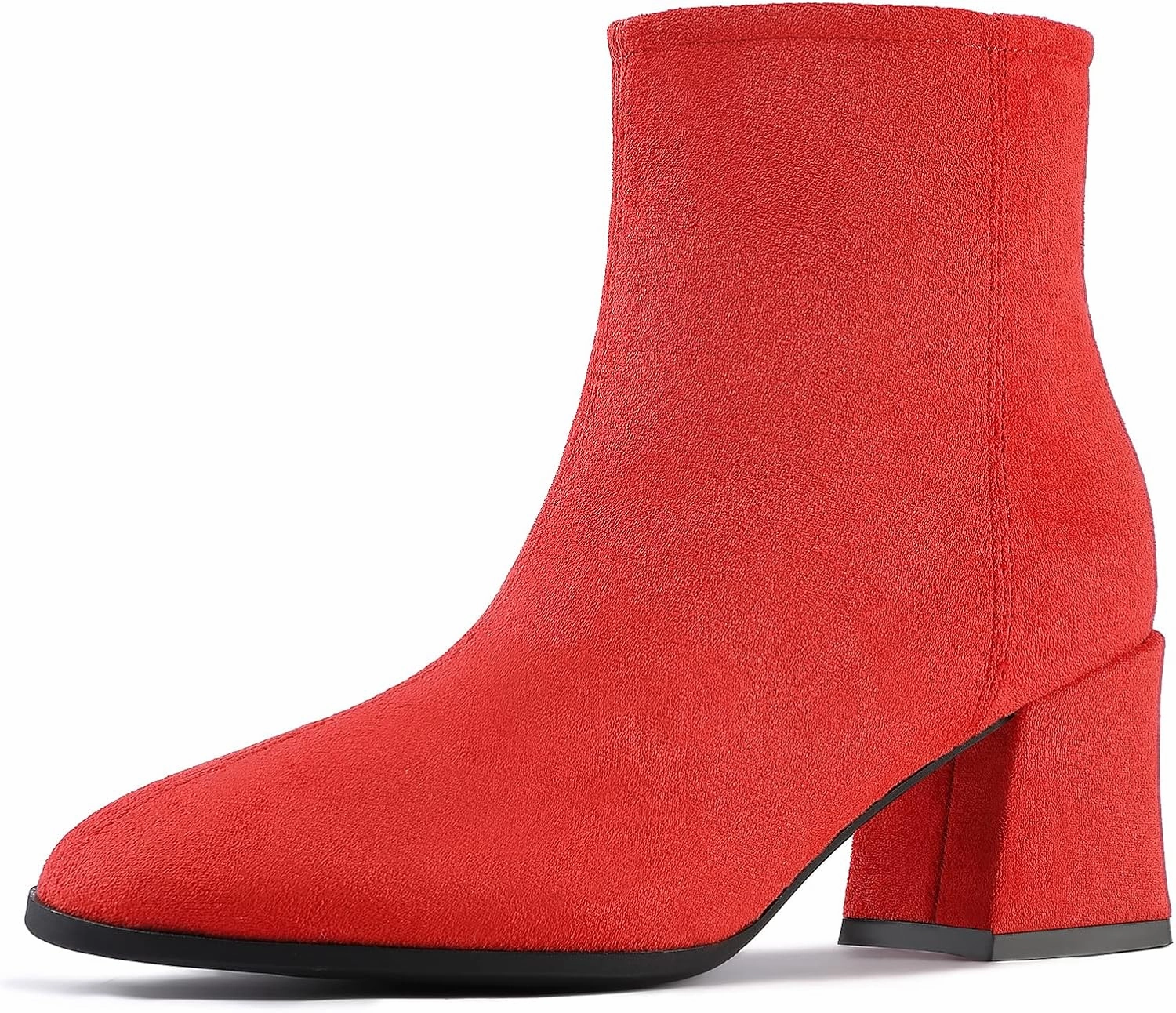 Women's GO GO Boots Suede Low Heel Ankle Booties Chunky Block Heel Boots Sexy Round Toe Heeled Short Boots